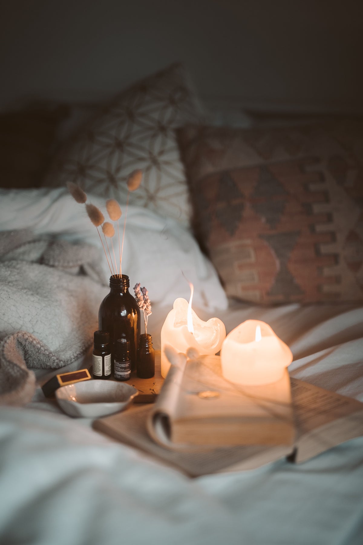 Kit noche tranquila, vela y spray relajante